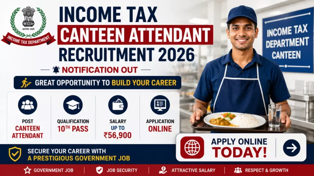 Income Tax Canteen Attendant Bharti 2026