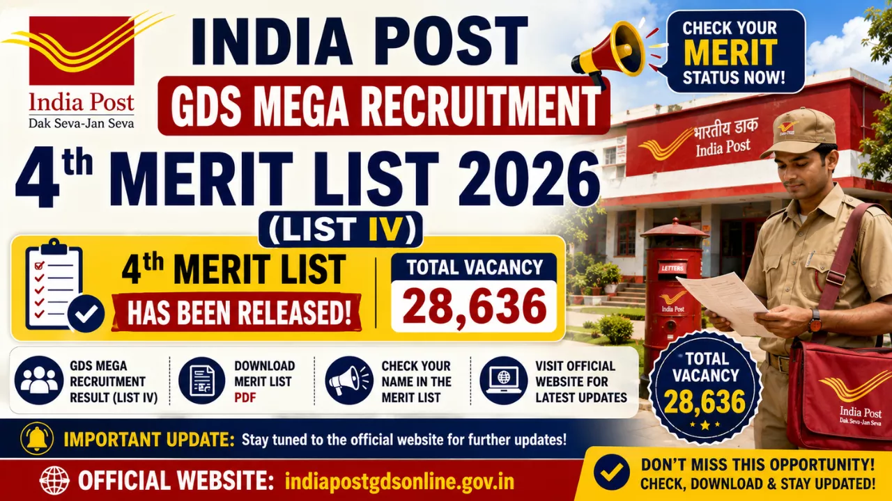 India Post GDS 4th Merit List 2026