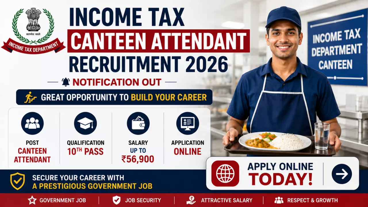 Income Tax Canteen Attendant Bharti 2026