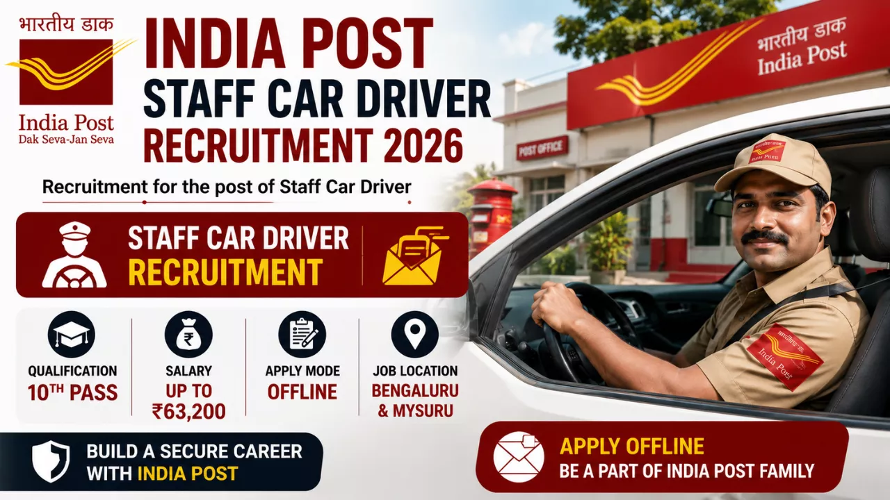 India Post Staff Car Driver Recruitment 2026
